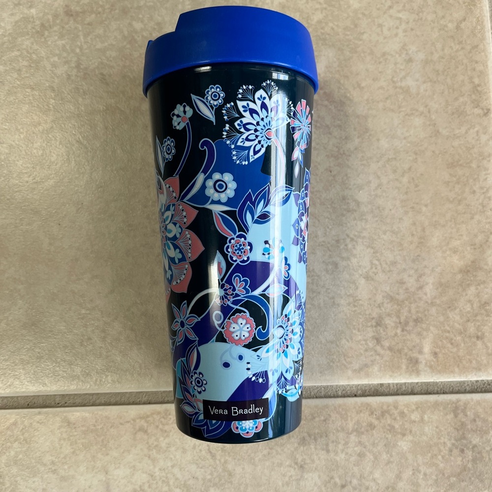 Vera Bradley Lotus Flower Travel Mug EUC